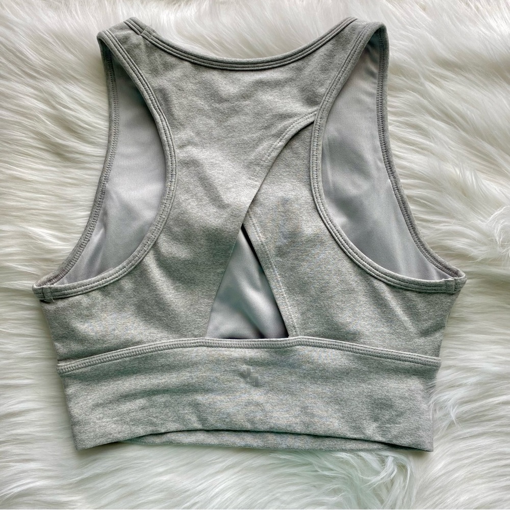 JoyLab Light Heather Gray Work Out Sports Cropped Tank Top - Picture 2 of 6